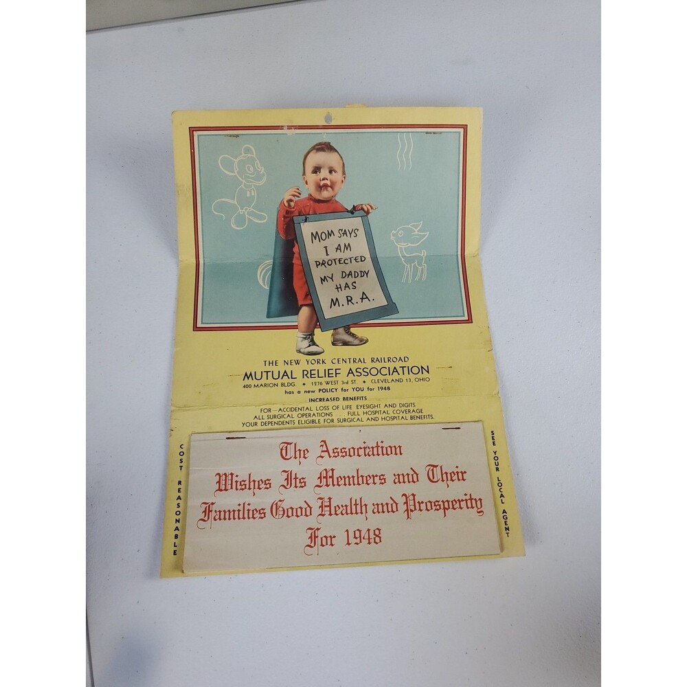 Vtg 1948 New York Central Railroad Mutual Relief ORIGINAL Calendar Rare See Pics